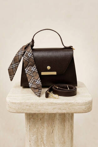 Fular Detaylı El Ve Omuz Çantası Kahve