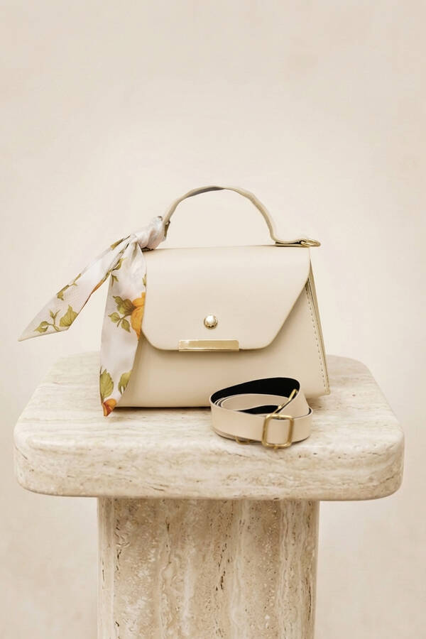 Tkm - Fular Detaylı El Ve Omuz Çantası Krem