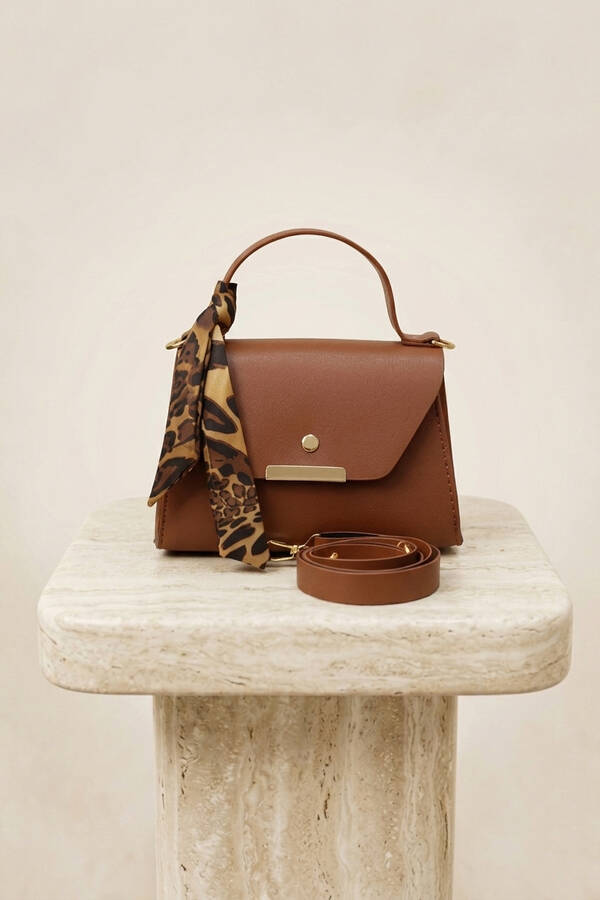 Tkm - Fular Detaylı El Ve Omuz Çantası Taba