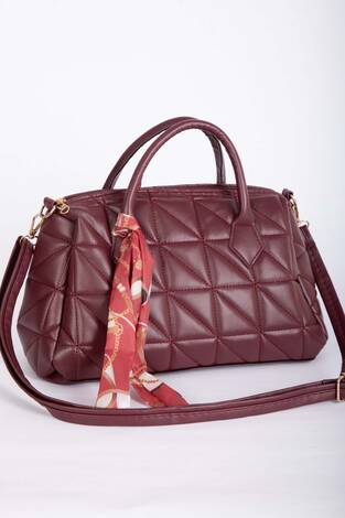 Fular Detaylı Kapitone El & Omuz Çantası Bordo