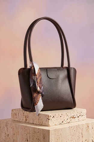 Fularlı El Ve Omuz Çantası Kahve