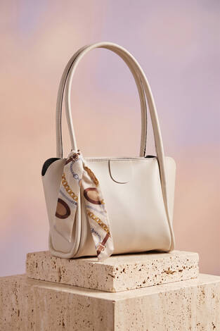 Fularlı El Ve Omuz Çantası Krem