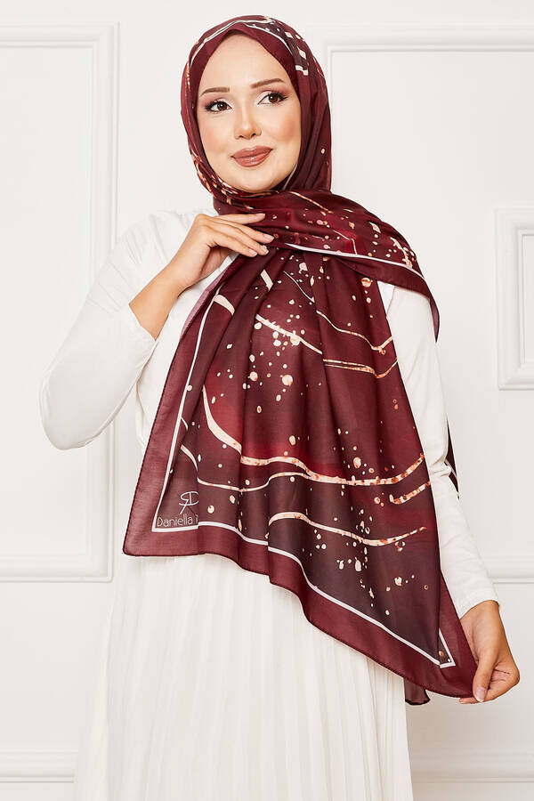 Galaksi Desen Tesettür Şal Bordo