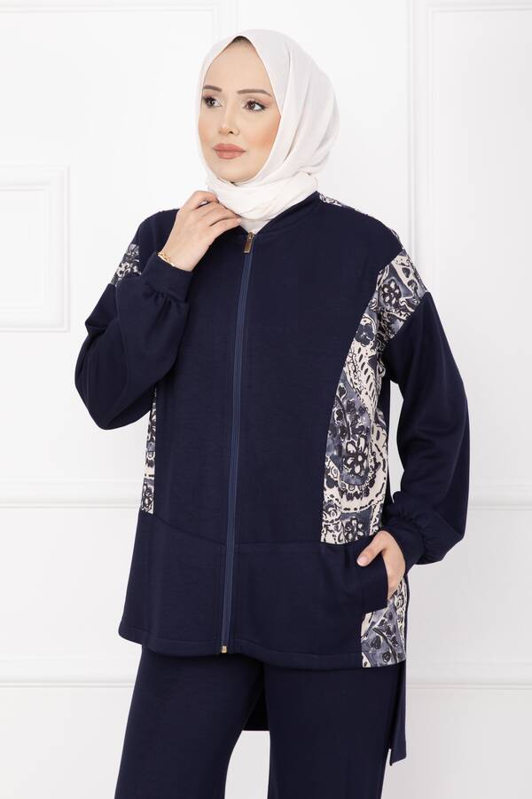 MD - Garnili Önü Fermuarlı İkili Takım Lacivert (1)