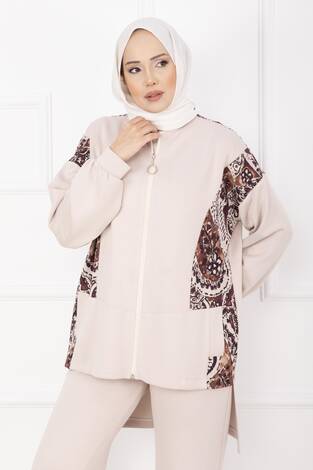 Garnili Önü Fermuarlı İkili Takım Taş - Thumbnail