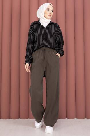 Geniş Paça Cepli Tensel Pantolon Kahve