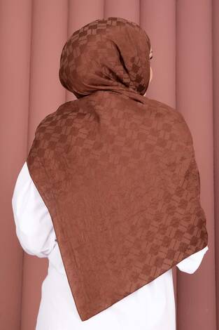 Geometrik Desen Jakar Şal Serisi Kiremit - Thumbnail