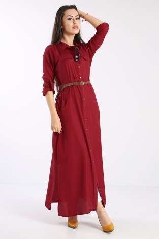 Giy Çık Boydan Gömlek Elbise 1628-06 - Thumbnail
