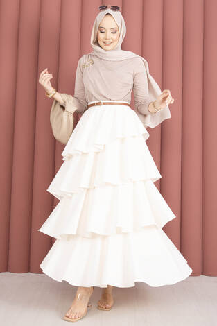 Gold Broş Detaylı Sandy Body Bej - Thumbnail