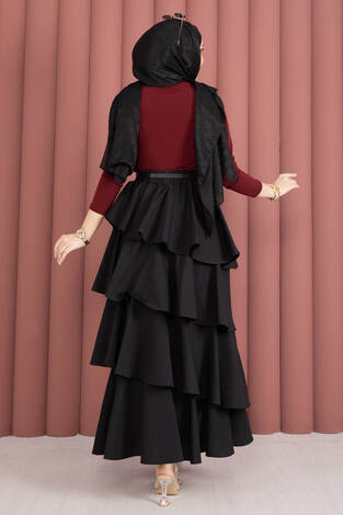 Gold Broş Detaylı Sandy Body Bordo - Thumbnail