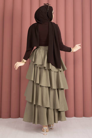 Gold Broş Detaylı Sandy Body Kahve - Thumbnail