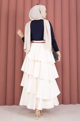 Gold Broş Detaylı Sandy Body Lacivert - Thumbnail