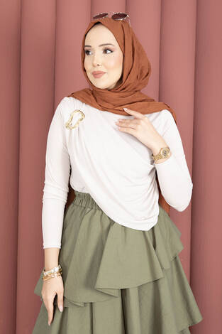 Gold Broş Detaylı Sandy Body Taş - Thumbnail