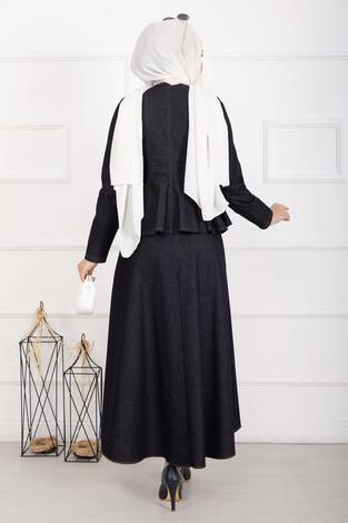 Gold Çıtçıtlı Tensel Kot İkili Takım Lacivert - Thumbnail