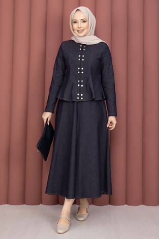 Gold Çıtçıtlı Tensel Kot İkili Takım Lacivert