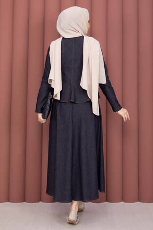 Gold Çıtçıtlı Tensel Kot İkili Takım Lacivert - Thumbnail