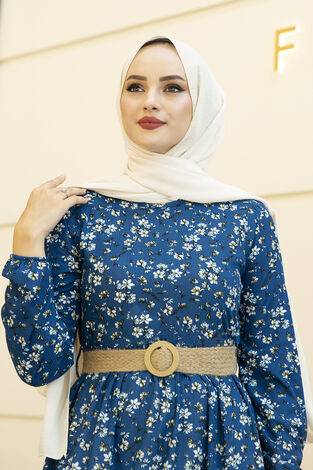 Hasır Kemerli Elbise 180SB-8611-1 - Thumbnail