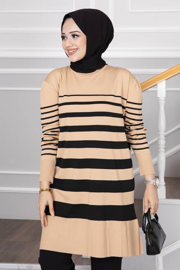 E - Helin Triko Tesettür Tunik Camel (1)