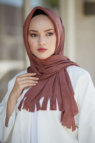 Hijap Piliseli Pratik Şal 2147-2 Karamel - Thumbnail