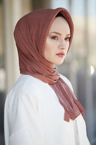 Hijap Piliseli Pratik Şal 2147-2 Karamel - Thumbnail