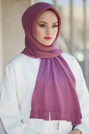 Hijap Piliseli Tesettür Pratik Şal 2147-7 Lavanta - Thumbnail