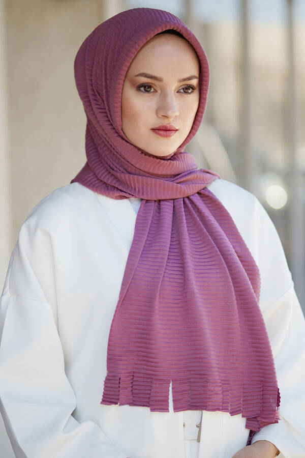 Hijap Piliseli Tesettür Pratik Şal 2147-7 Lavanta