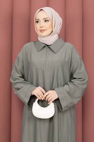 Hira Yarım Fermuarlı Tunik Takım Haki - Thumbnail