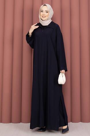 Hira Yarım Fermuarlı Tunik Takım Lacivert - Thumbnail