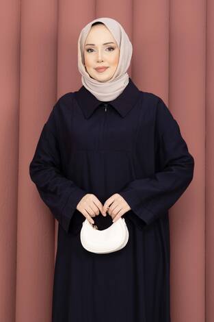 Hira Yarım Fermuarlı Tunik Takım Lacivert - Thumbnail