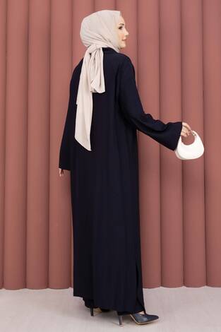 Hira Yarım Fermuarlı Tunik Takım Lacivert - Thumbnail