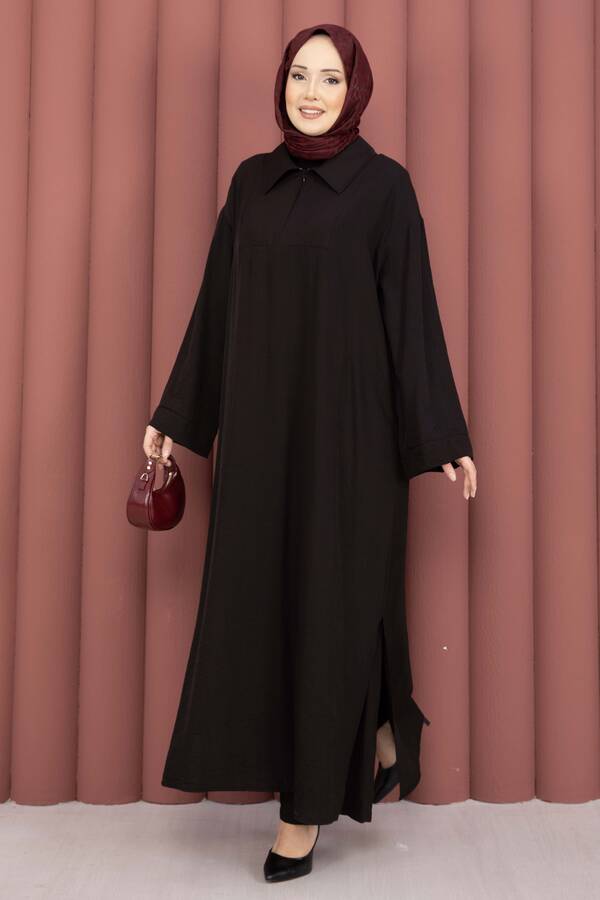 Hl - Hira Yarım Fermuarlı Tunik Takım Siyah