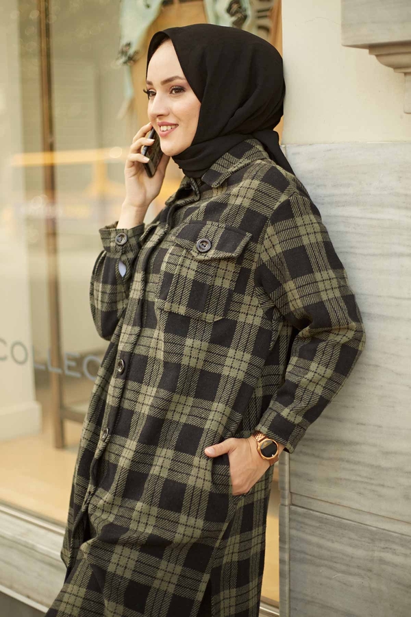  - HOT Ekoseli Salaş Kışlık Gömlek 57034-7 Haki (1)
