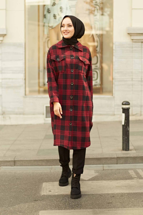 HOT Ekoseli Salaş Kışlık Gömlek 57034-8 Bordo HOT Ekoseli Salaş Kışlık Gömlek 57034-8 Bordo