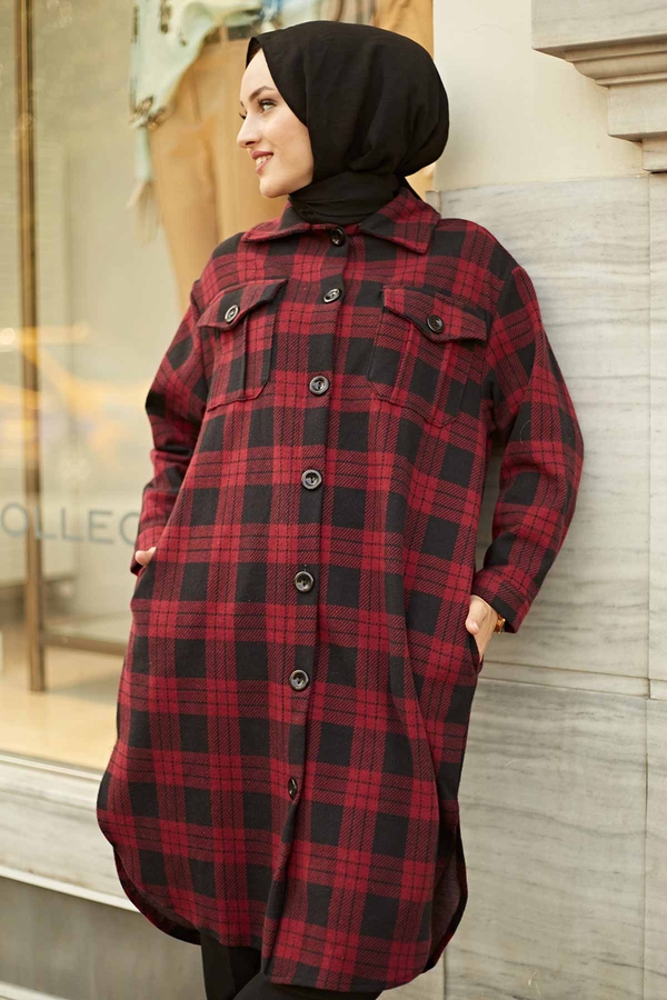  - HOT Ekoseli Salaş Kışlık Gömlek 57034-8 Bordo (1)