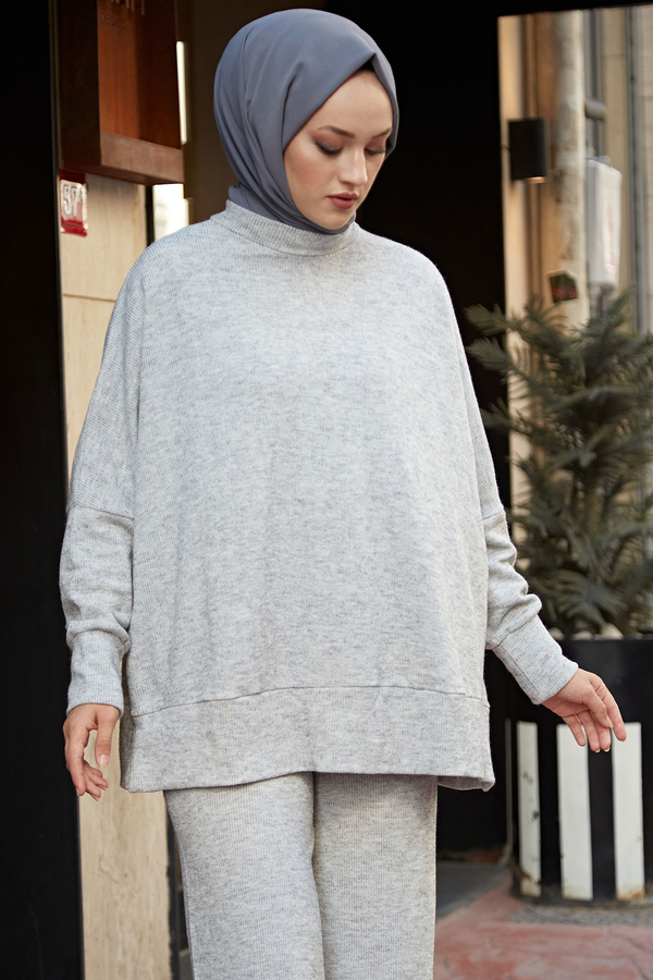  - HOT İkili Triko Takım 96001-1 Gri (1)