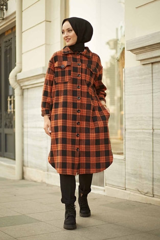 HOT Plaid winter shirt 7358-2 brick - Thumbnail