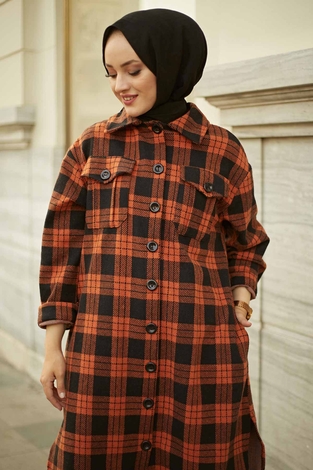 HOT Plaid winter shirt 7358-2 brick - Thumbnail