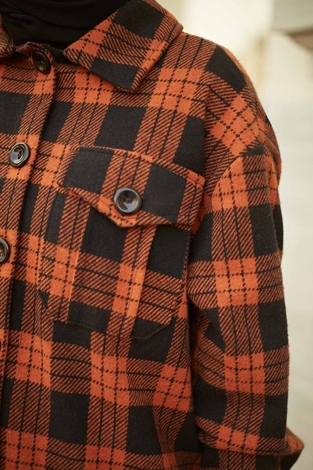 HOT Plaid winter shirt 7358-2 brick - Thumbnail