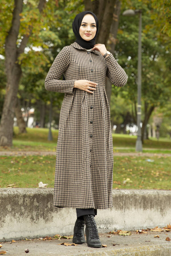 Houndstooth Trench Coat 10078- 3 Camel