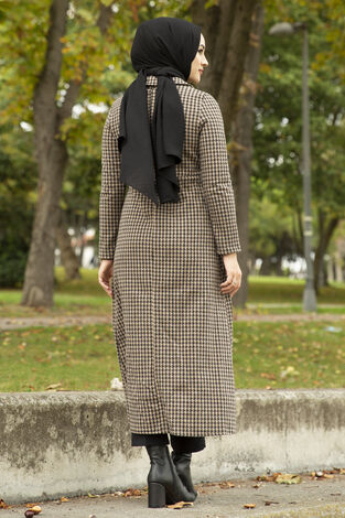 Houndstooth Trench Coat 10078- 3 Camel - Thumbnail