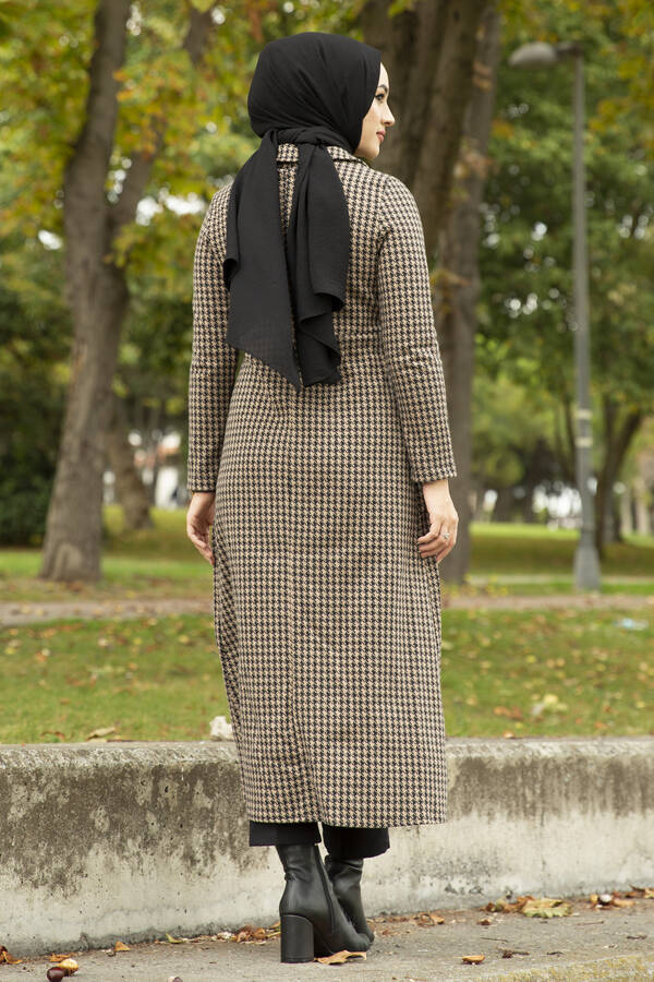 Houndstooth Trench Coat 10078- 3 Camel