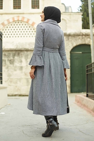 Houndstooth TrenchCoat 7152-1 Ecru - Thumbnail