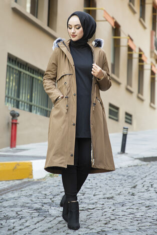 İçi Kürklü Mont Kahve - Thumbnail