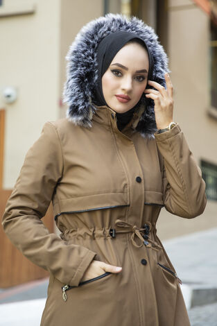 İçi Kürklü Mont Kahve - Thumbnail