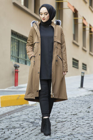 İçi Kürklü Mont Kahve - Thumbnail