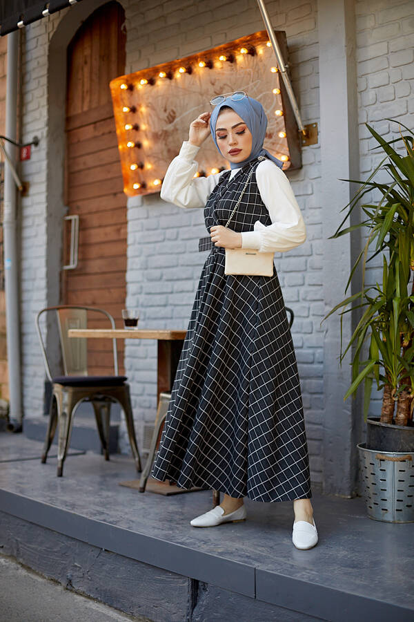 İkili Jile Tesettür Takım Siyah Beyaz - 5