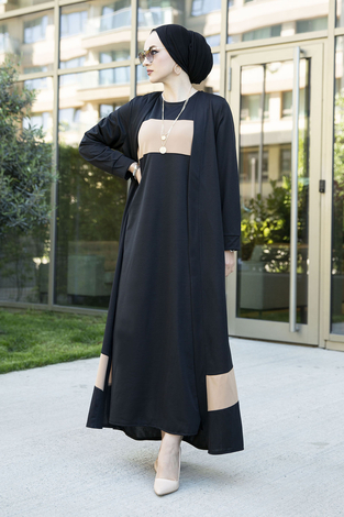 İkili Tesettür Takım Elbise 100MD10088 Siyah - Thumbnail