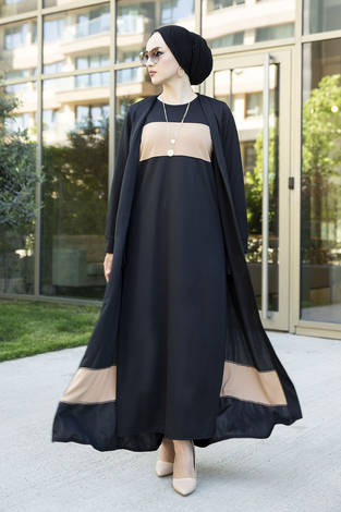 İkili Tesettür Takım Elbise 100MD10088 Siyah - Thumbnail