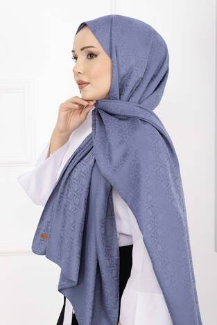 İkonik Desen Jakar Şal Serisi İndigo
