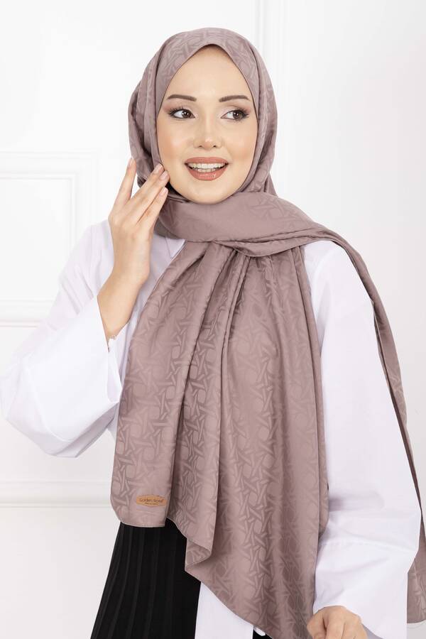 Ecn - İkonik Desen Jakar Şal Serisi Koyu Pudra (1)